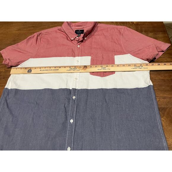 American Eagle Outfitters AEO XXXL 3XL Men's Button Down Red White Blue Short - Picture 7 of 8